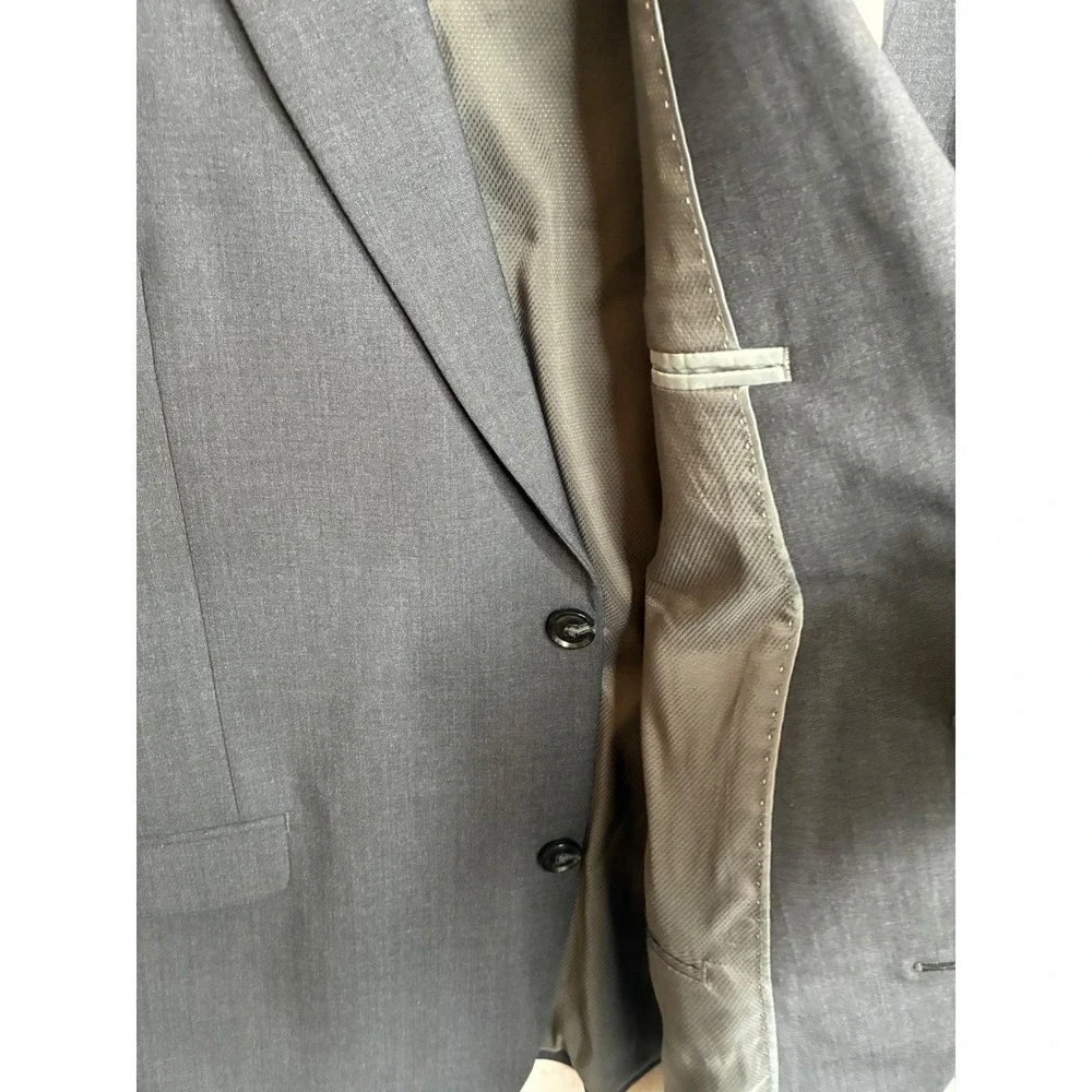 NWT Bar III Mens Slim Fit Power Stretch Suit Jacket Charcoal Gray Wool Blend 46R